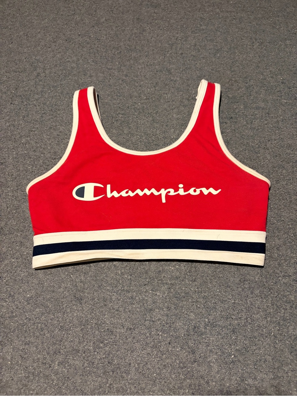 *NWOT* Champion Red Sports Bra with Navy and Cream Trim